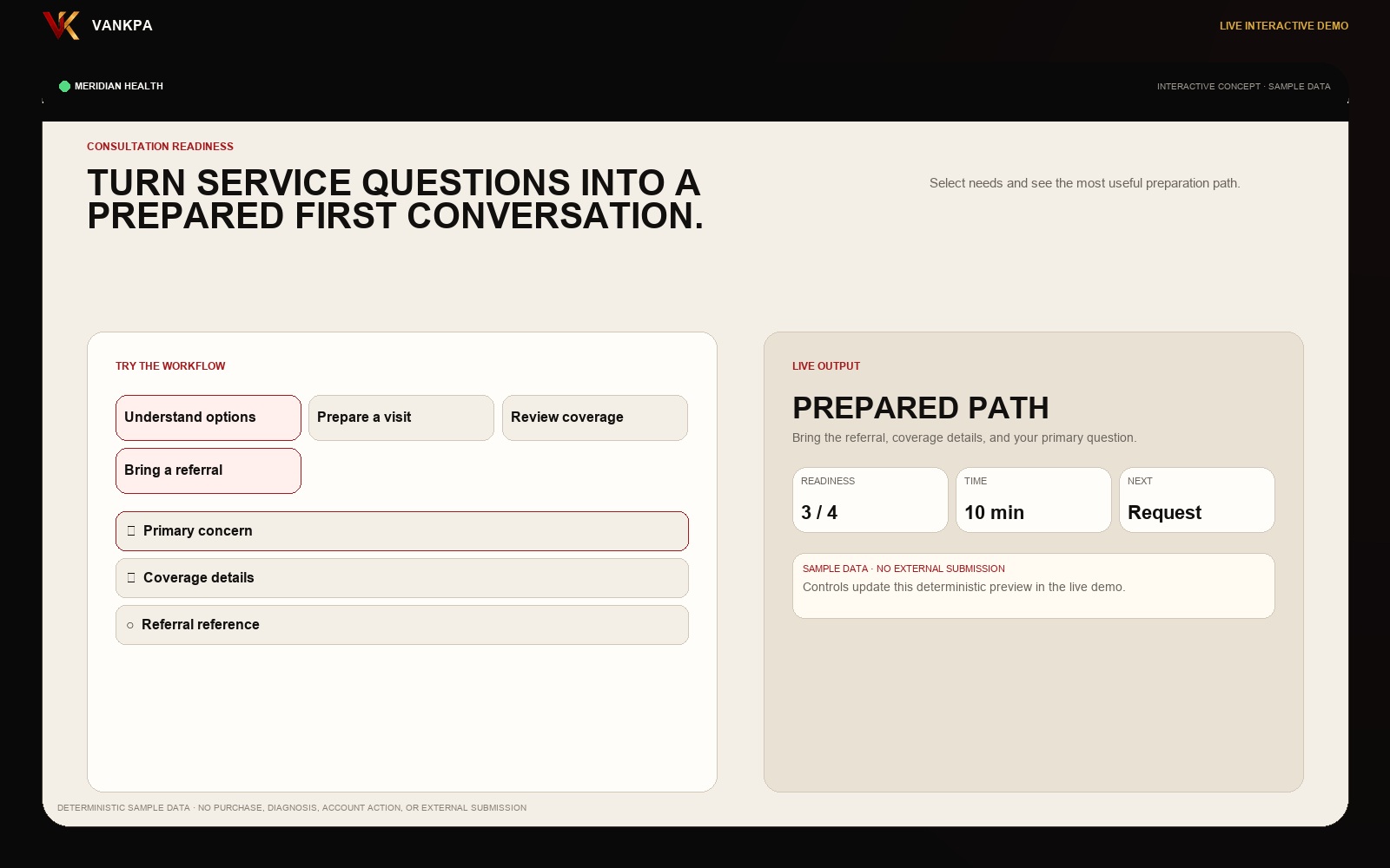 Meridian Health working responsive concept preview