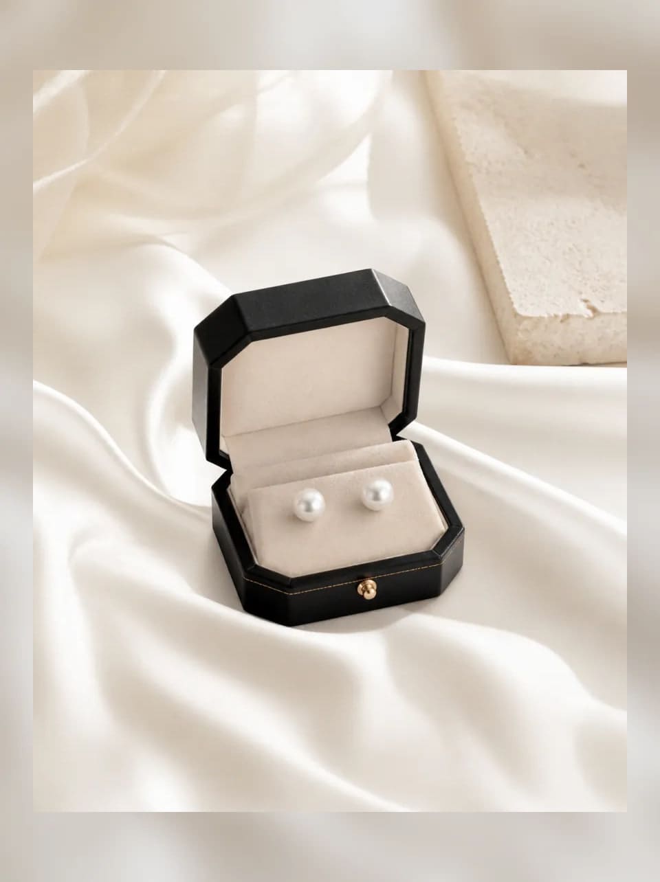 Camille Pearl Stud Earrings — complete product view showing its overall form and proportion in 8 mm · ivory