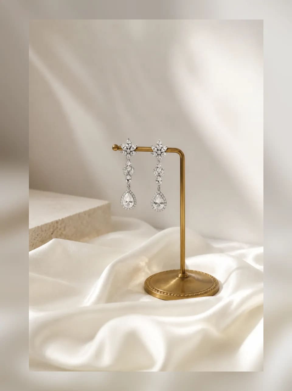 Isla Crystal Drop Earrings — complete product view showing its overall form and proportion in Silver crystal
