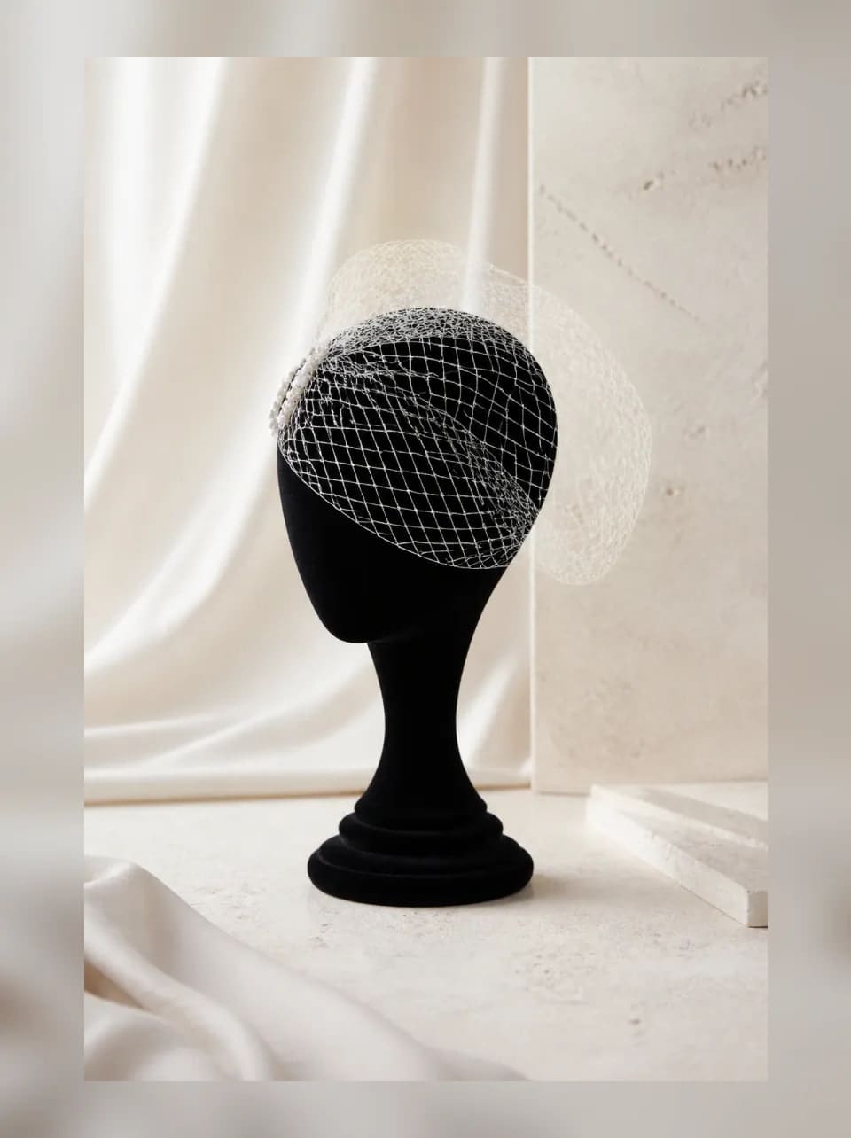 Juliette Birdcage Veil — complete product view showing its overall form and proportion in Ivory