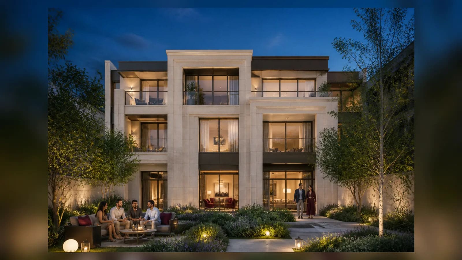 Atelier 27 contemporary residential architecture at blue hour