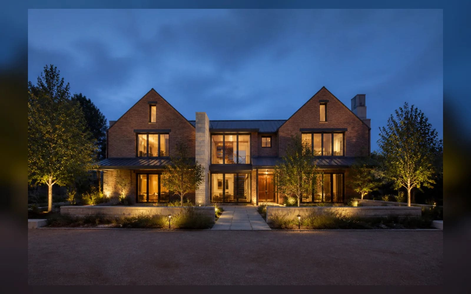 Concept image: Contemporary brick residence at blue hour