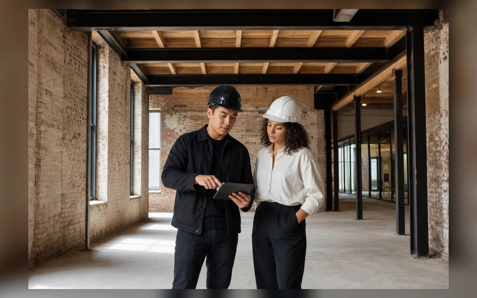 Concept image: Superintendent and architect reviewing a commercial interior