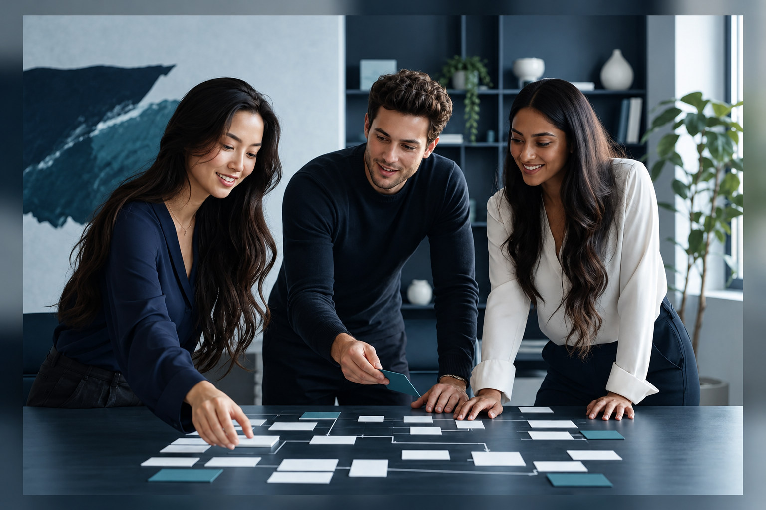 A young leadership and operations team redesigning an end-to-end workflow around a clear human approval point