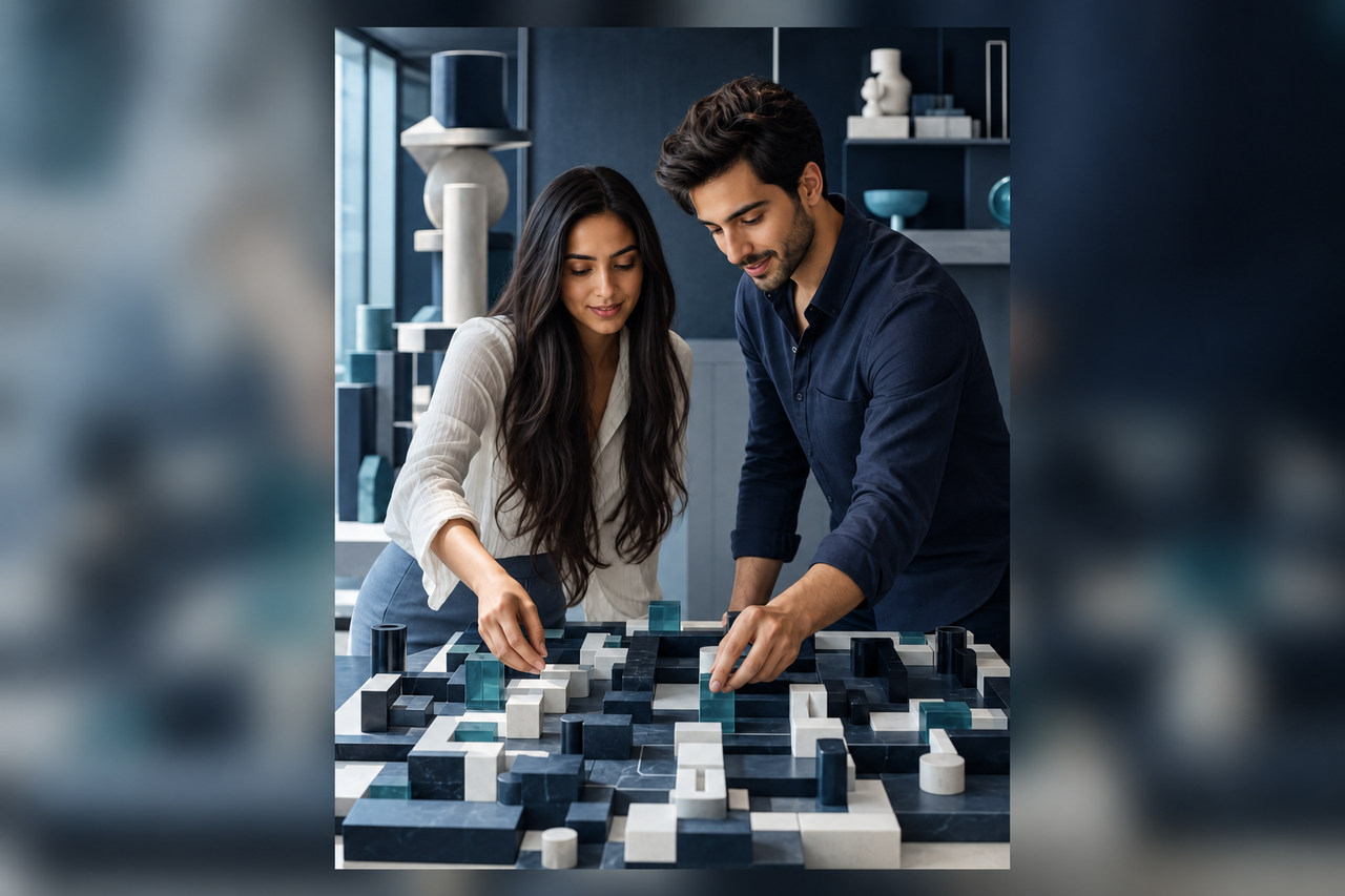 Two young designers reconfiguring a modular operating system while preserving its stable core