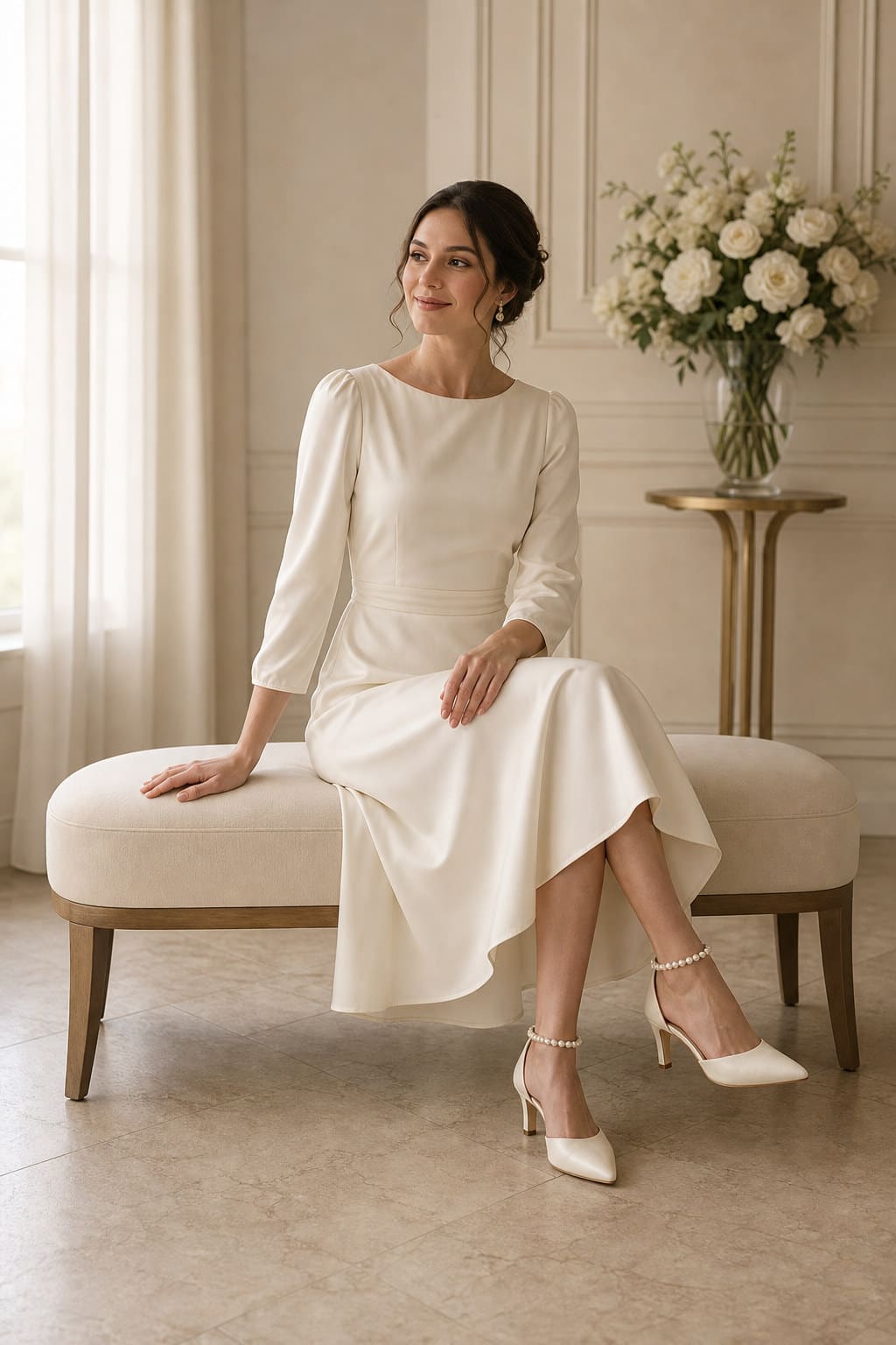 Noelle Satin Heels — alternate real-world styling view showing how the piece is worn or used